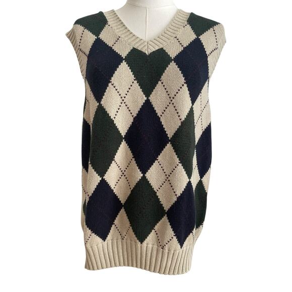 Vest Sweater Vest Mens L Golf 90s Preppy Academia Cricket Nautical Old Money VTG - Picture 1 of 7